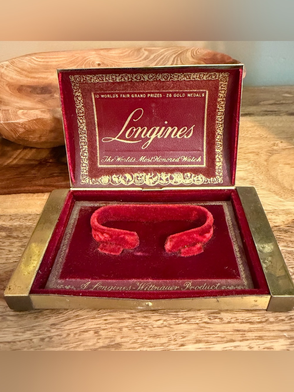 Vintage Longines Watch Presentation Box • Red Velvet • Collectible